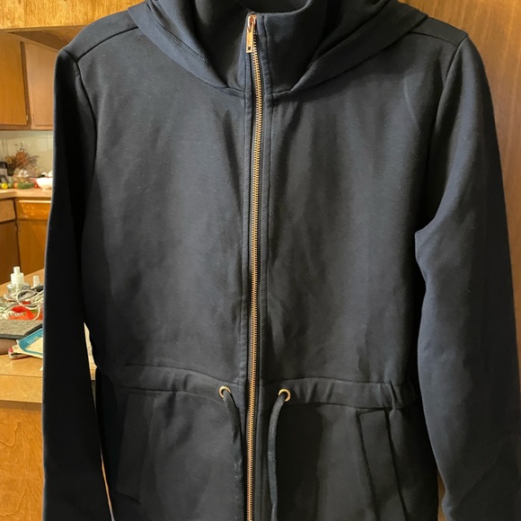 Lacey Chabert Navy Fleece Drawstring hooded Jacket - Picture 11 of 11